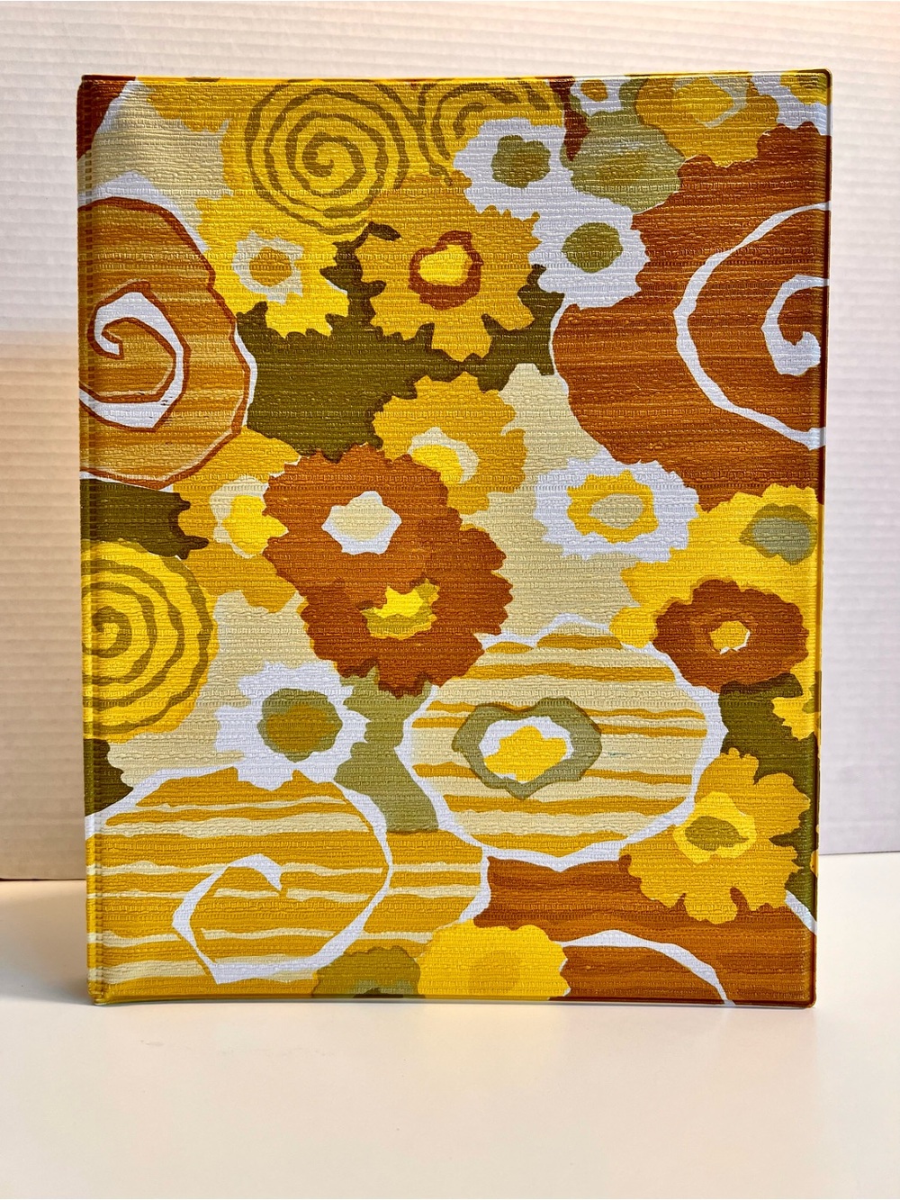 Vintage 70s Groovy Floral Tri-Fold Clipboard Binder Mod Flower Power